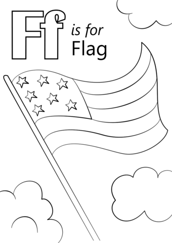 Letter F Is For Flag Coloring Page